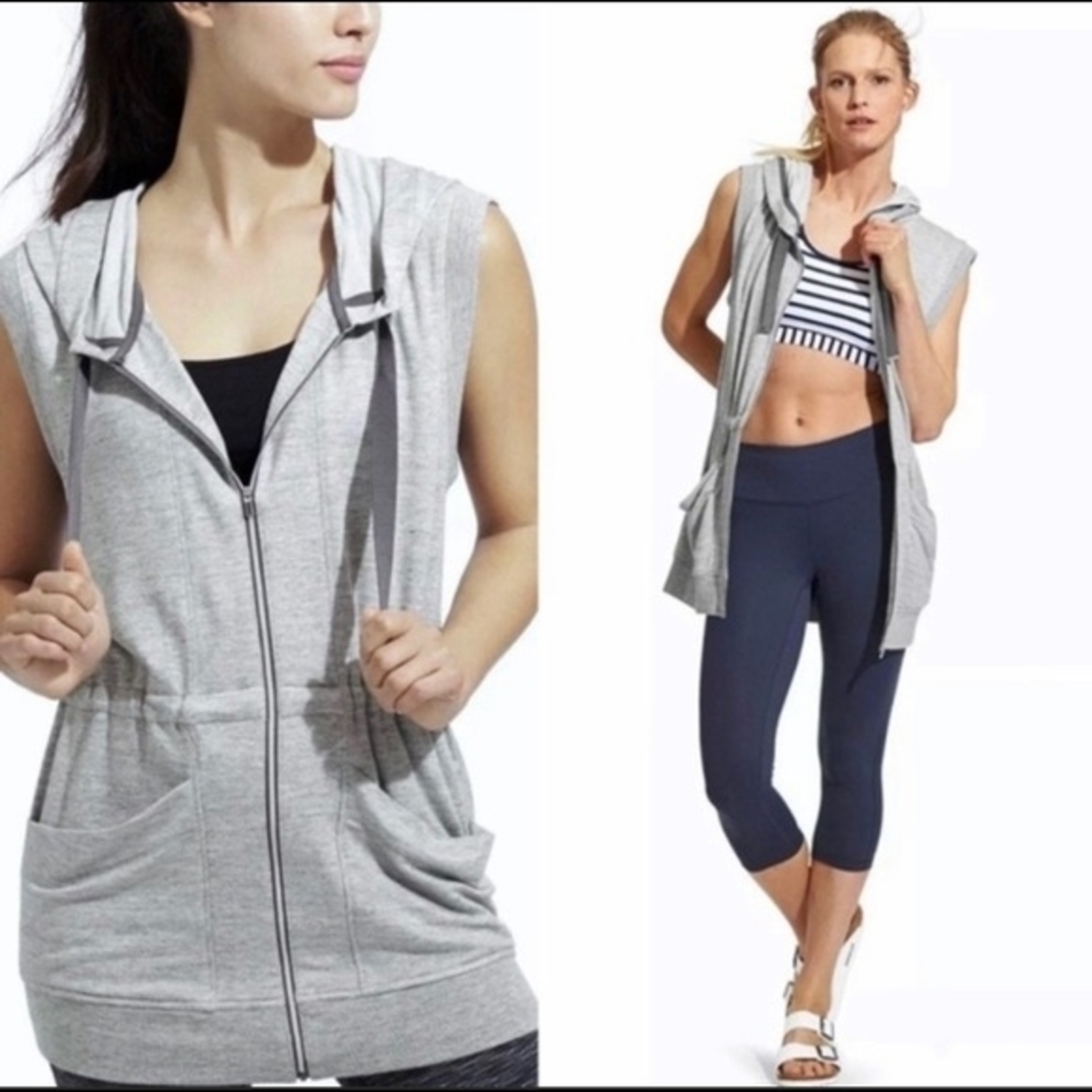 Athleta Heather Gray Hoodie Vest